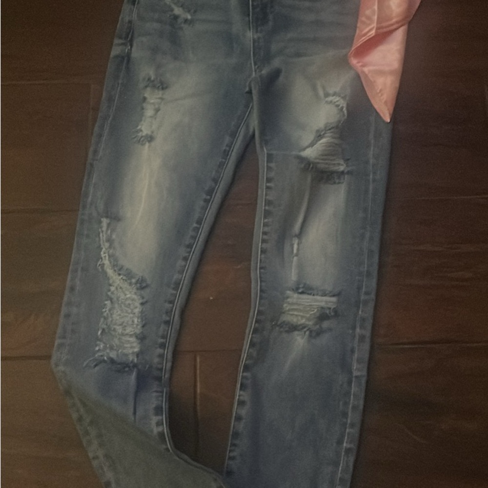 Distressed Blue Jeans